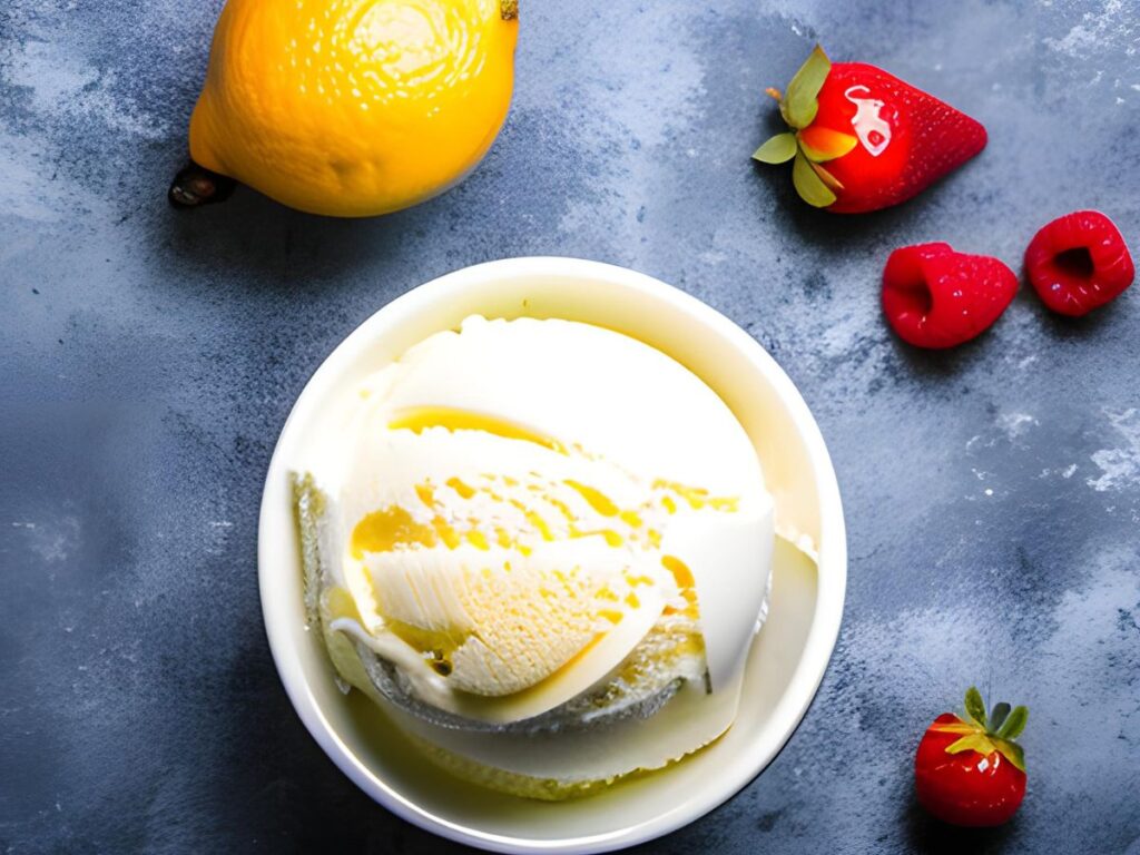 ice cream, berries, orange