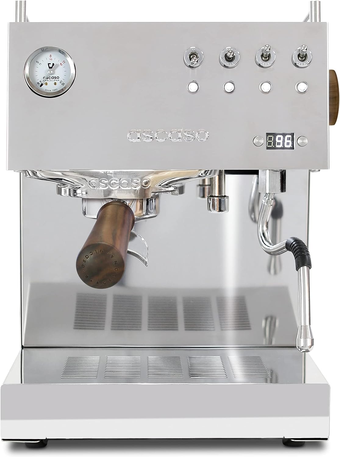 Ascaso Steel DUO PID, Programmable Espresso Machine w/Volumetric Controls, Dual Thermoblock, 120V (Stainless Steel)