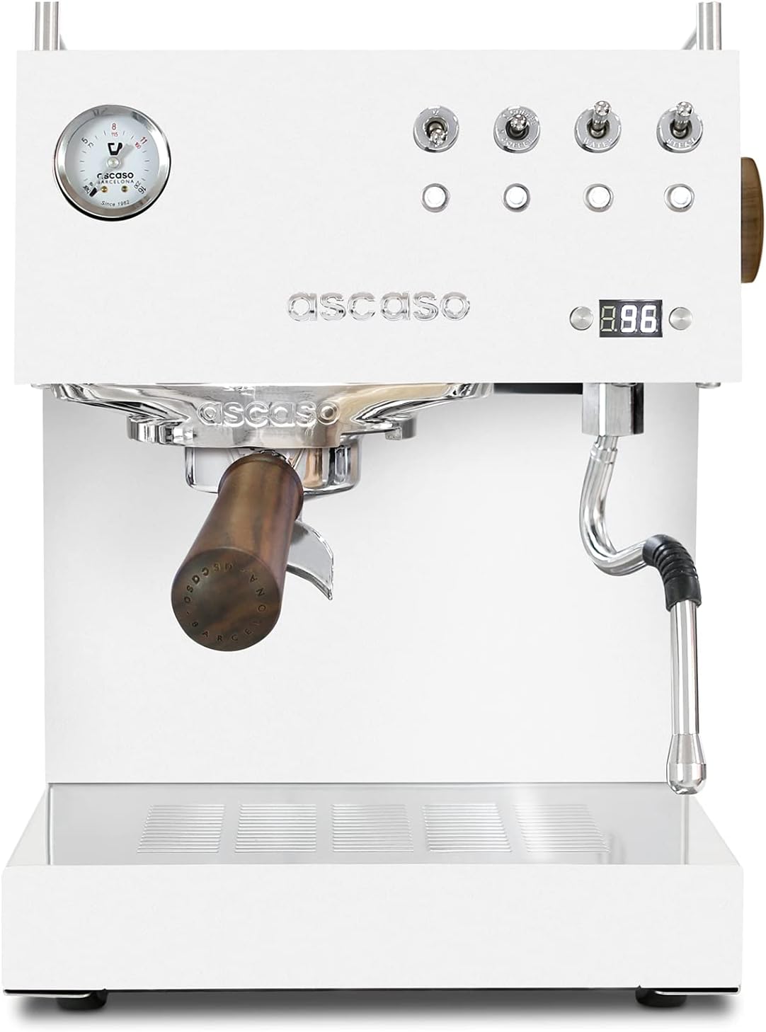 Ascaso Steel UNO PID Programmable Espresso Machine w/Volumetric Controls, Single Thermoblock, 120V (White)