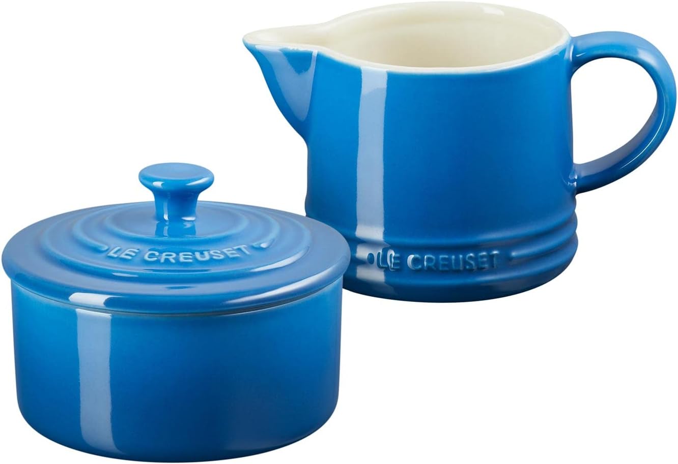 Le Creuset 34 oz. French Press Stoneware Bundle with Cream and Sugar set - Marseille
