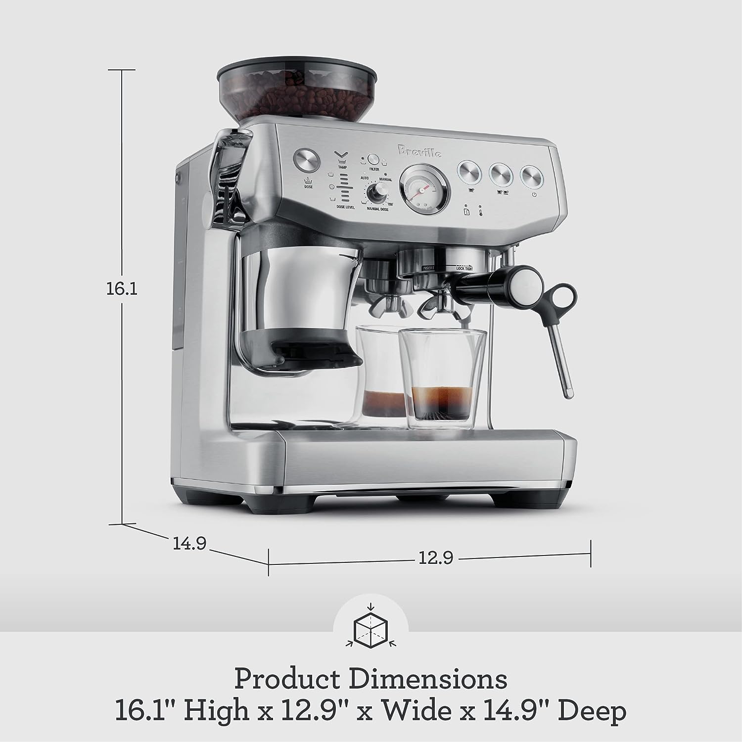 Breville Barista Express® Impress Espresso Machine, 2 Liters, Brushed Stainless Steel, BES876BSS Breville Barista Express® Impress Espresso Machine, 2 Liters, Brushed Stainless Steel, BES876BSS