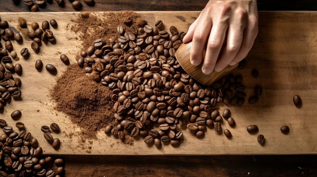 hand grinding coffee beans hand grinding coffee beans