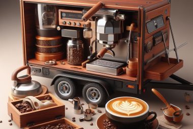 coffee in a small construction trailer