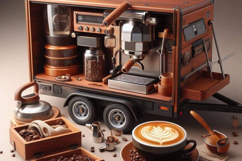 coffee in a small construction trailer