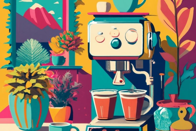 espresso machine in a small kitchen